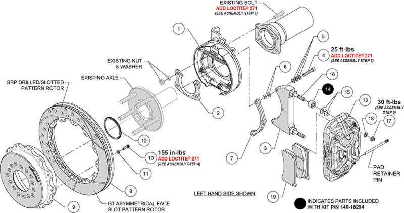 Wilwood New Big Ford XRS4R Rear Big Brake Kit - 13.00in Drill & Slott Rotor - 2.50in Offset - Black