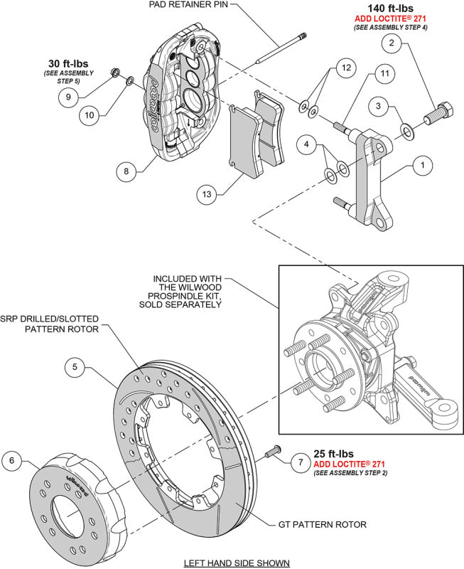 Wilwood Chevy C10 XRS6R Front Big Brake Kit - 12.19in Drill & Slot Rotor - Alum. Pro Spindle - Red