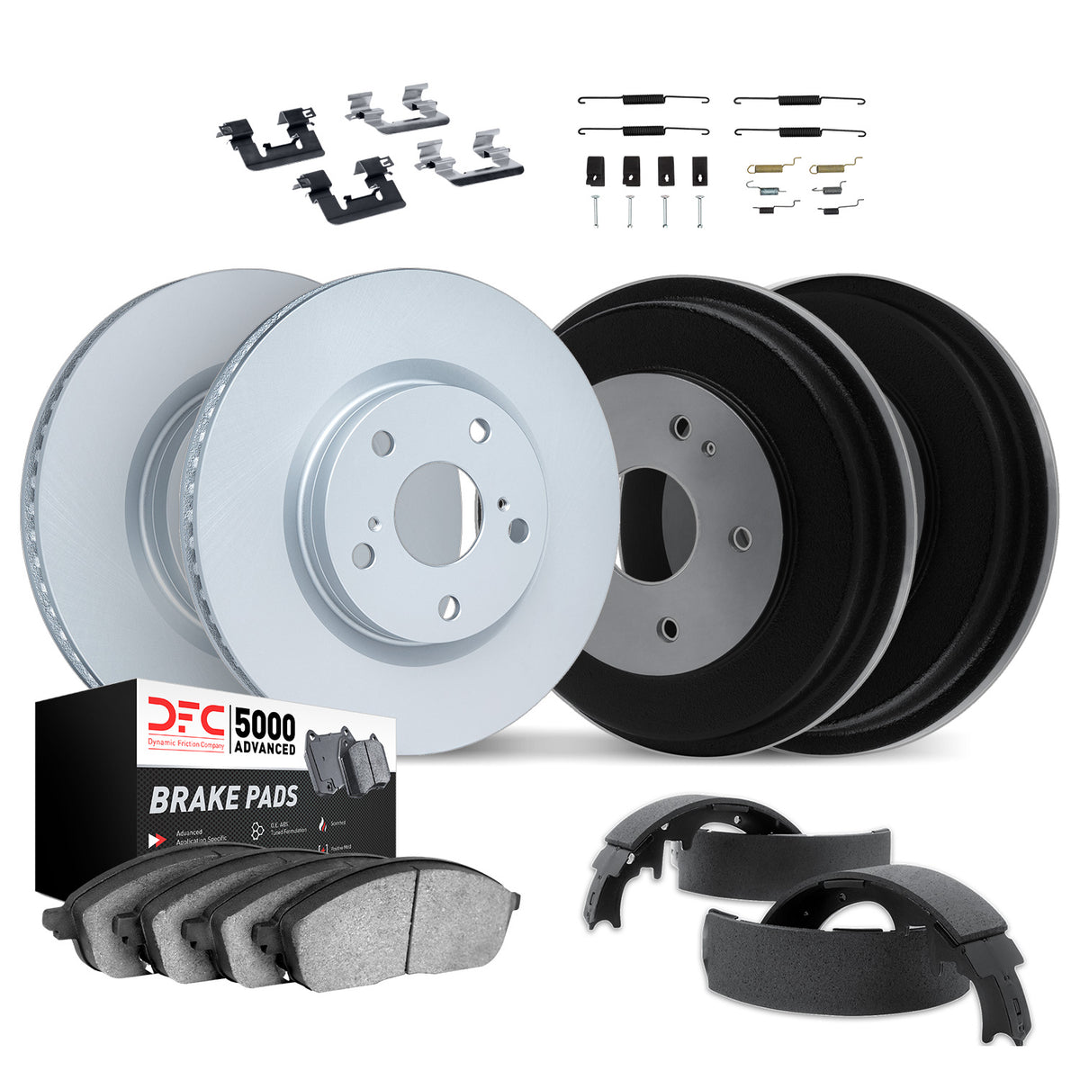 4514-76000 DFC Geospec Rotors with 5000 Advanced Brake Pads includes DFC Drums Shoes and Hardware