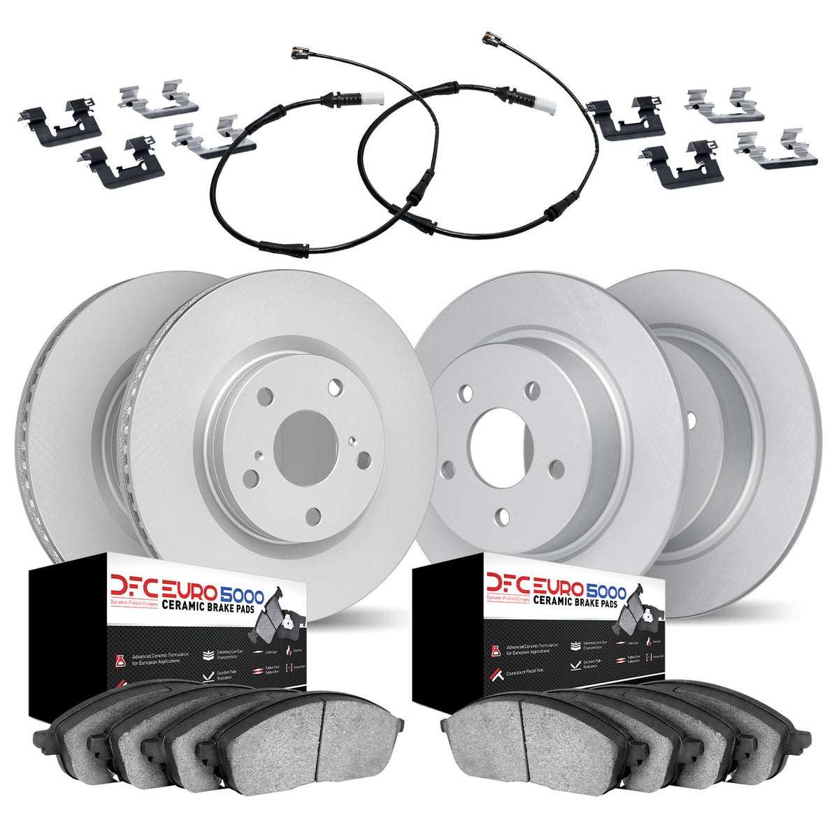 4624-12465 DFC Geospec Rotors with EURO 5000 Ceramic Brake Pads includes Sensor and Hardware