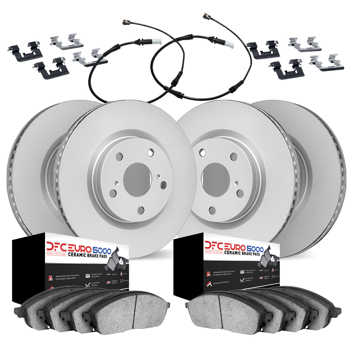 4624-12826 DFC Geospec Rotors with EURO 5000 Ceramic Brake Pads includes Sensor and Hardware