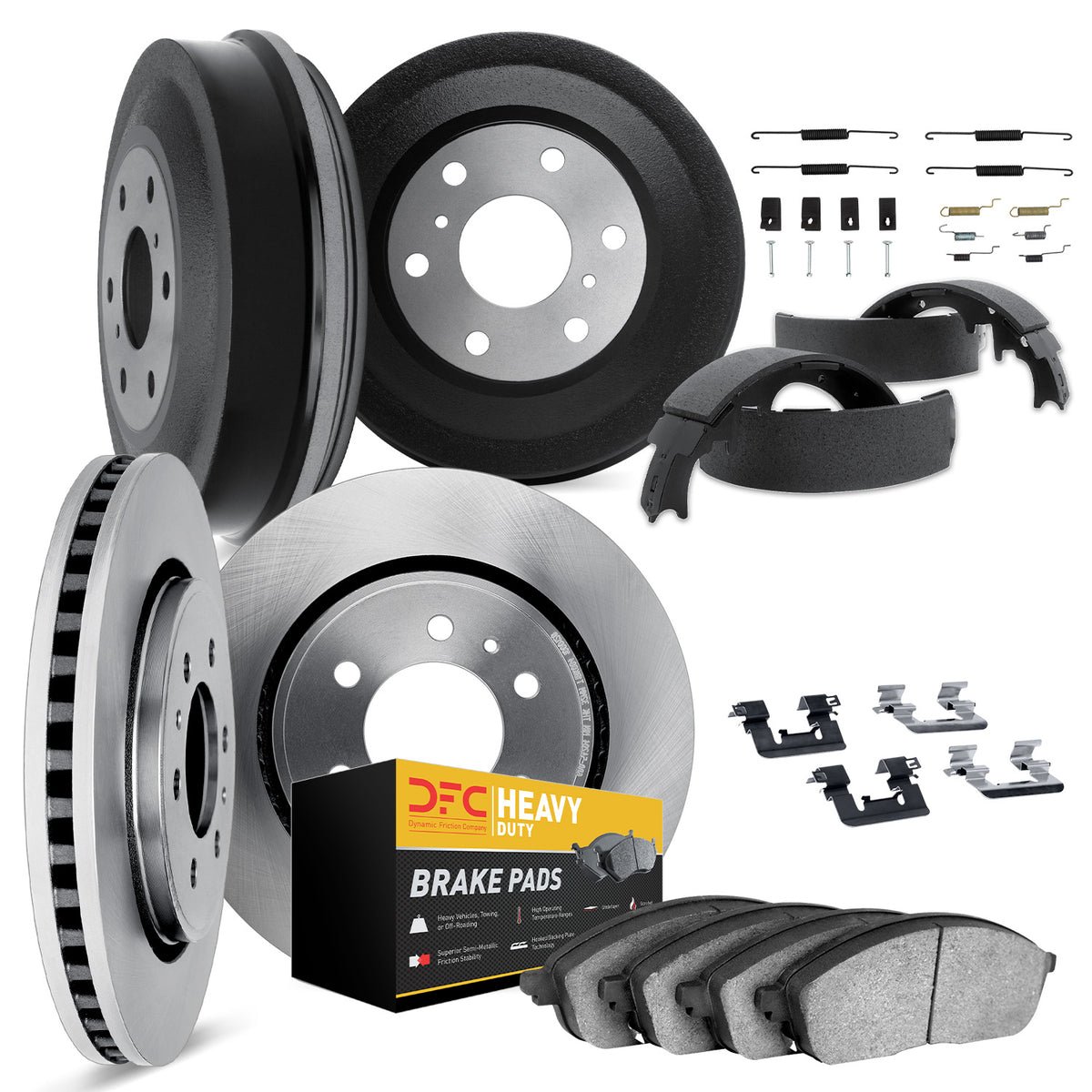 6284-40454 DFC Rotors with Heavy Duty Brake Pads includes DFC Drums Shoes Hardware and Adjusters