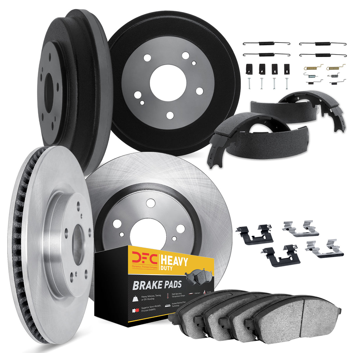 6284-48211 DFC Rotors with Heavy Duty Brake Pads includes DFC Drums Shoes Hardware and Adjusters