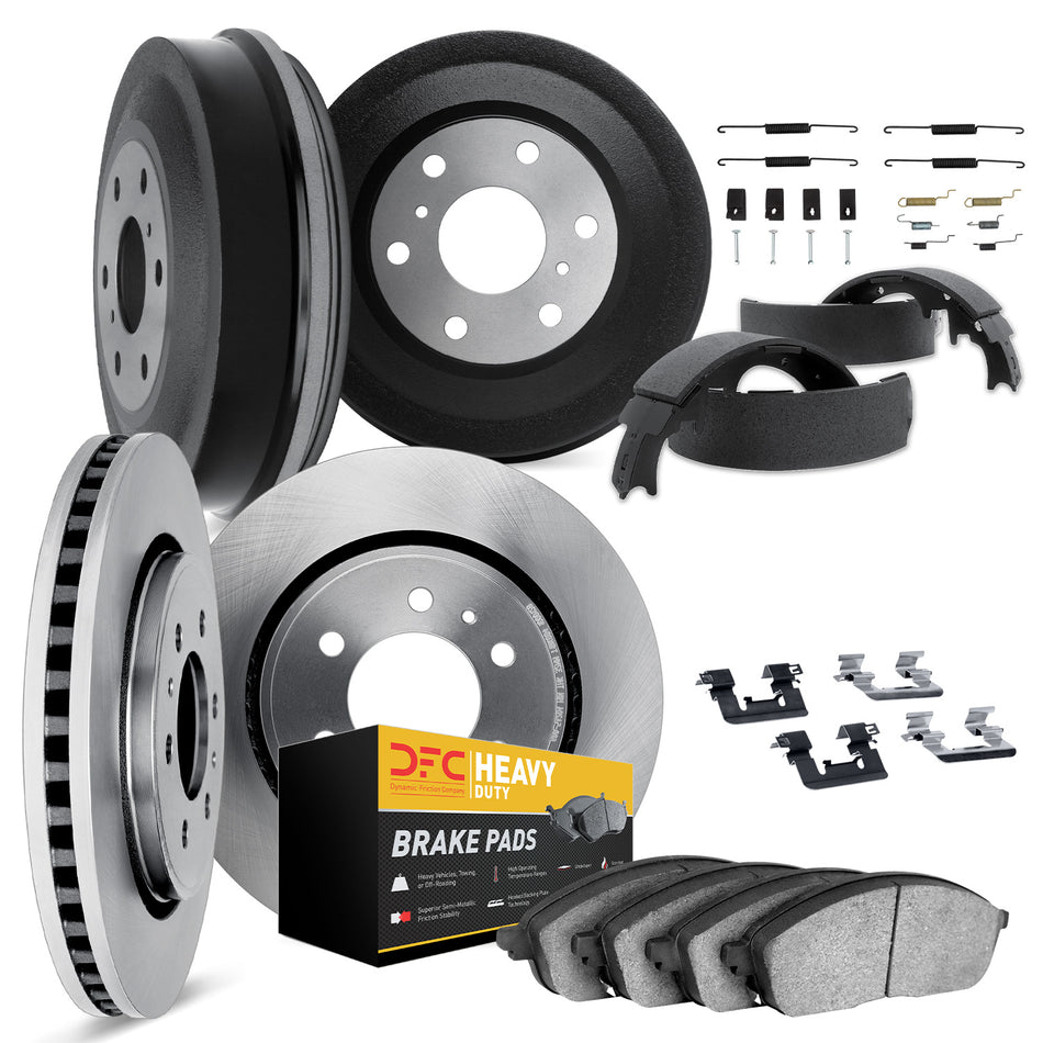 6284-76010 DFC Rotors with Heavy Duty Brake Pads includes DFC Drums Shoes Hardware and Adjusters