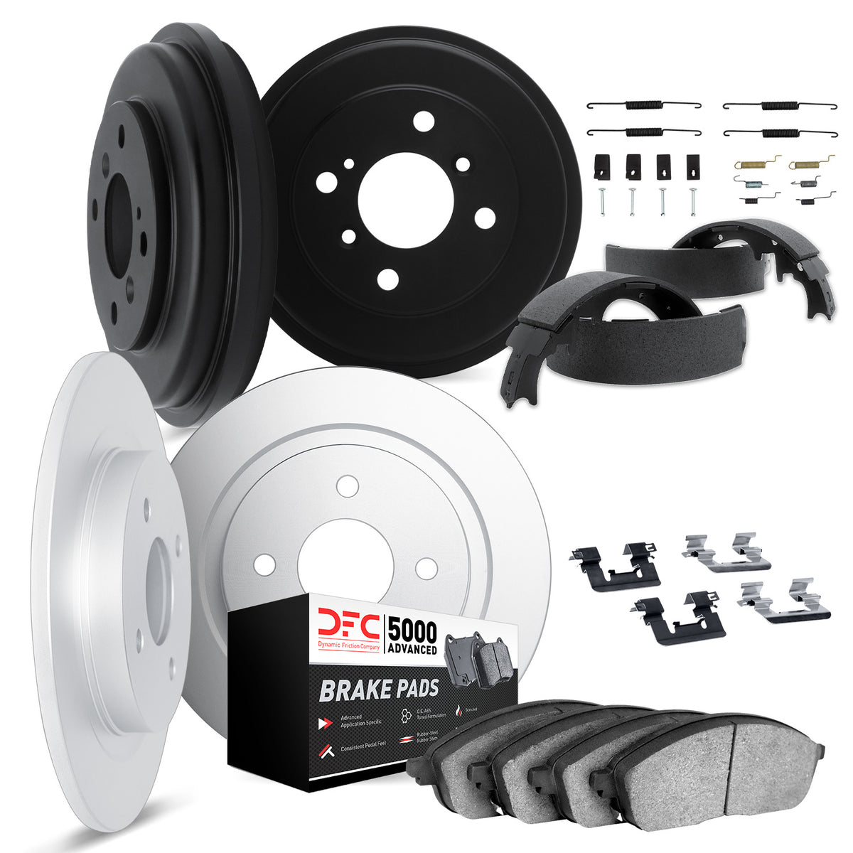 6514-31173 DFC Rotors with 5000 Advanced Brake Pads includes DFC Drums Shoes and Hardware