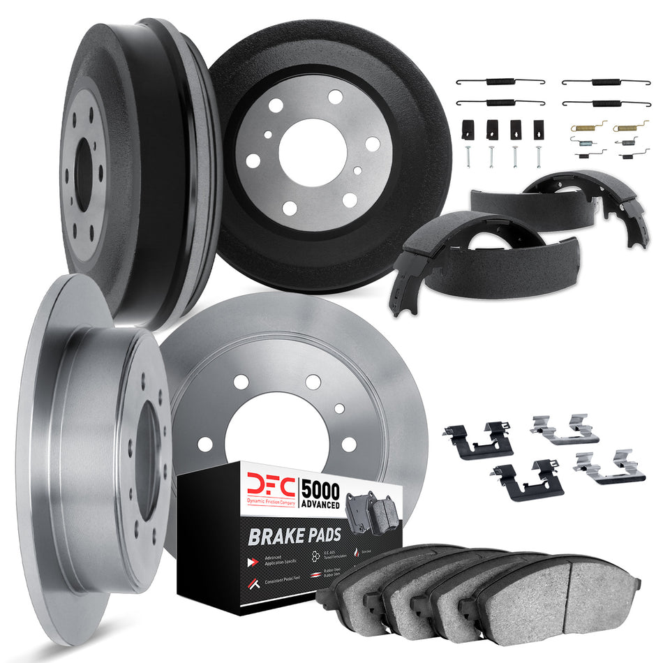 6514-76086 DFC Rotors with 5000 Advanced Brake Pads includes DFC Drums Shoes and Hardware