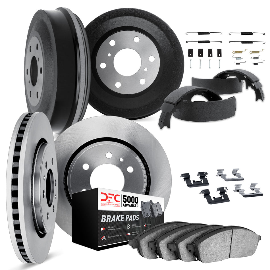 6514-76218 DFC Rotors with 5000 Advanced Brake Pads includes DFC Drums Shoes and Hardware