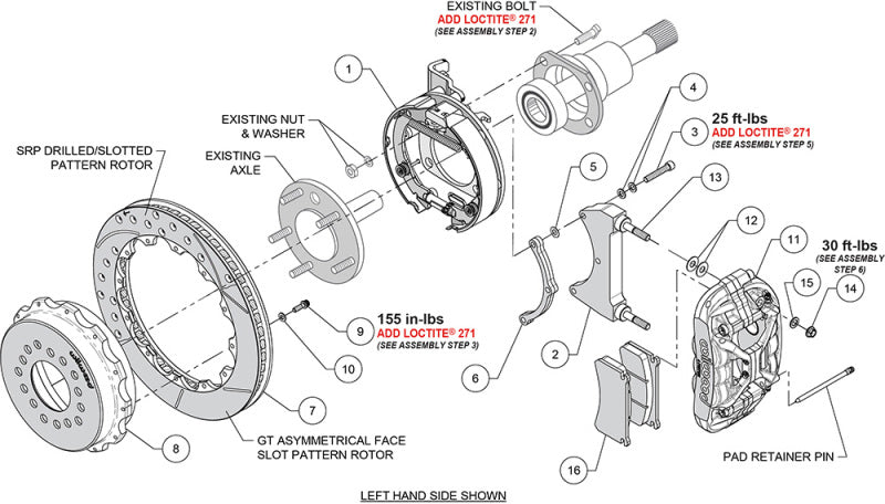 Wilwood 71-87 Chevy C10 XRS4R Rear Big Brake Kit - 12.88in Drill & Slot Rotor - 2.42in Offset - Red
