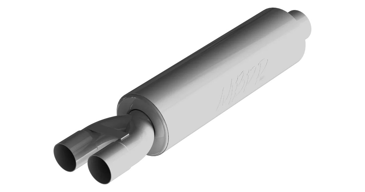 GP122107 Universal 3-Inch/2.5-Inch, Armor Lite, Single-In, Dual-Out, Chambered Muffler, GP122107